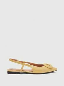 CUCCOO BIZCHIC Women's Spring And Summer Fashion And Charming Pointed Buckle Yellow PU Material Flat Shoes, Suitable For Travel, Commuting, Parties And Gatherings - Yellow - View 7