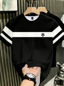 Manfinity Hypemode 3pcs Men's Color Block Striped Short Sleeve T-Shirts - Multicolor - View 3