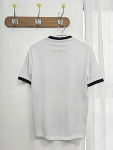 DAZY Summer Letter Print Color Block Short Sleeve Men's T-Shirt - Multicolor - View 10