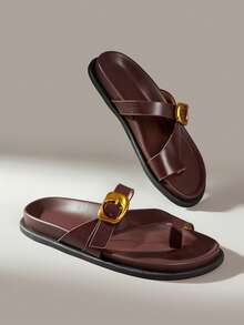 Solecia Dép sandal đi biển nữ thời trang màu đen đế bệt thoải mái cho Giáng sinh và mùa hè - Màu nâu  Mocha - Xem 6