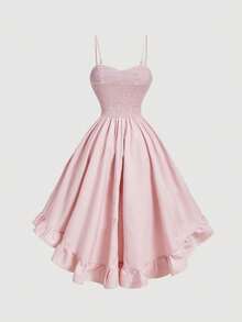 SHEIN MOD Damen Blumenmuster Bindung Design Plissee Lässig Party Midi Kleid - Pink - Übersicht 6