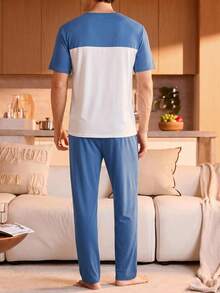 Manfinity Underwear&Sleepwear Basics 休閒基礎款男士居家服套裝 - 彩色 - 查看 2