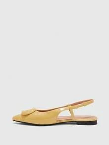 CUCCOO BIZCHIC Women's Spring And Summer Fashion And Charming Pointed Buckle Yellow PU Material Flat Shoes, Suitable For Travel, Commuting, Parties And Gatherings - Yellow - View 10