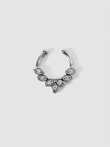 MortiRose 1pc Adjustable Silver-Color Rhinestone Nose Clip (Non-Piercing), Suitable For Daily Wear - Silver - View 2