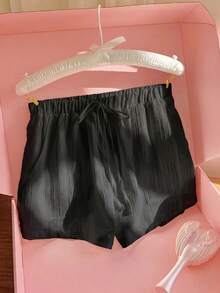 SHEIN EZwear Women's Casual Versatile Black Woven Shorts, Summer - Black - View 8