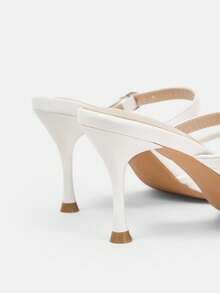 CUCCOO HITCHD Scarpe da donna nuovi modelli primavera ed estate, sandali Mueller a punta con ricamo in rete, fibbia e tacco sottile, pantofole con tacco alto, stile retrò leggero e familiare, scarpe da pendolare per il lavoro, scarpe da appuntamento e banchetto, eleganti, sottili e versatili - Bianco - Visualizzare 4