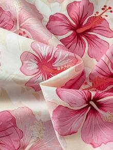 SHEIN Playful Pals 女童度假花卉海灘夏季時尚細肩帶上衣與提花純色短褲 2件組 - 粉色 - 查看 4