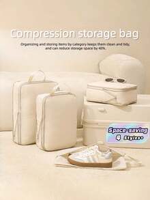 4 buah Tas Kompresi Organizer untuk Perjalanan & Kembali ke Sekolah, Kantong Penyimpanan Tahan Bocor yang Tahan Lama, Desain Ringan dan Hemat Ruang untuk Pakaian, Selimut, dan Barang Pribadi, Tas Praktis yang Dapat Digunakan Kembali untuk Pelajar dan Perjalanan Luar Ruangan - MultiWarna - View 1