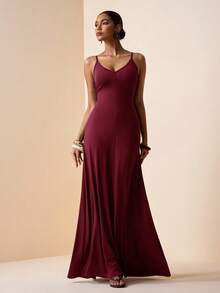Zivah 2026 Spring/Summer Music Festival Easter St. Patrick's Day Valentine's Day Western Minimalist Bohemian Casual Vacation Burgundy Dress - Burgundy - View 7