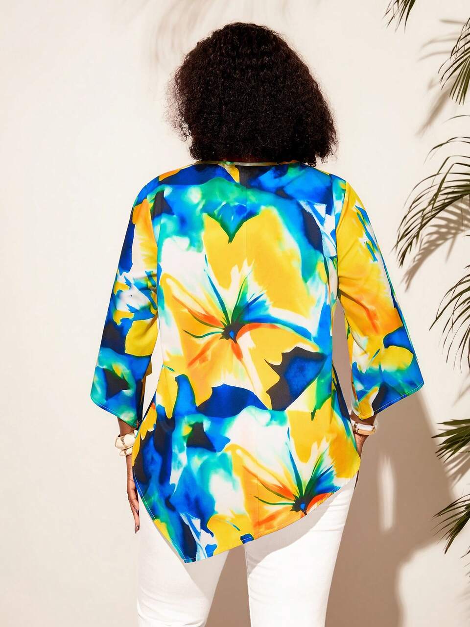 Plus Size Women's Floral Print Casual Versatile Daily Wear Blouse