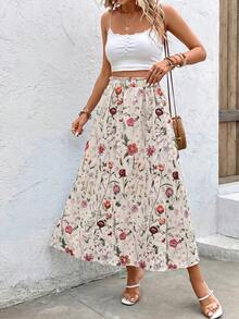 SHEIN Clasi Women's Vacation Casual Floral Print Skirt - Multicolor - View 4