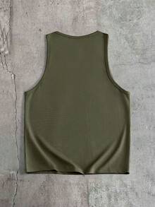 SIGLOCORE 男士棕櫚樹刺繡圓領休閒背心 - 橄欖綠 - 查看 4