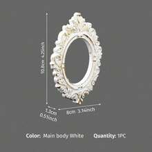 Cirelle 1 pieza, marco de cuadro decorativo tallado estilo europeo blanco y dorado, Body de marco de material de resina pintado a mano, artículo de exhibición en miniatura para mesa interior, accesorios DIY hechos a mano, múltiples formas disponibles para selección, mejora el estilo general del espacio, adecuado para decoración de escenas en bodas, celebraciones de festivales, etc., artículos de decoración en miniatura para casas pequeñas, accesorios para fotografía de belleza, arte de uñas, joyería, etc., decoración de empaque de regalo - 1PC - Ver 20