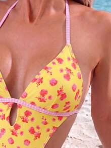 Swim Mod Spring/Summer Hot-Selling Solid Color Sexy Tropical One-Piece Swimsuit For Beach Vacation Butter Yellow - Multicolor - View 6