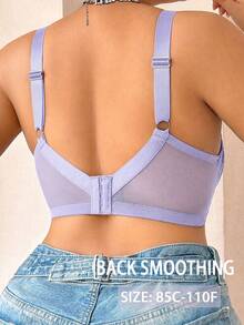 SHEIN Esselle Plus Size Lace Patchwork Underwire Bra, 1pc - Purple - View 6