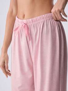 Loungeista Women's Spring/Summer Drawstring Straight Leg Pants, Elegant Casual Homewear & Outerwear - Pink - View 6