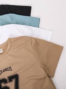 SHEIN 青少年男孩字母印花T恤短褲套裝 - 彩色 - 查看 7