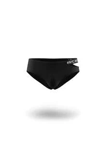 DSELFIQUE Bóxer de natación para hombre con estampado de letras y calados triangulares, ideal para vacaciones - Negro - Ver 6