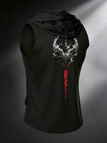 Gym Rark Men's Drawstring Hooded Casual Versatile Daily Travel Sports T-Shirt - Black - View 2