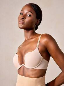 Veilyse Women's Push Up Bra U Deep Plunge Padded Low Cut Underwire Bra, Lingerie - Beige - View 10