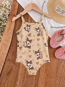Romper Bayi Perempuan Kasual dengan Tali Bahu Tipis, Cocok untuk Musim Semi dan Musim Panas - Putih - View 2