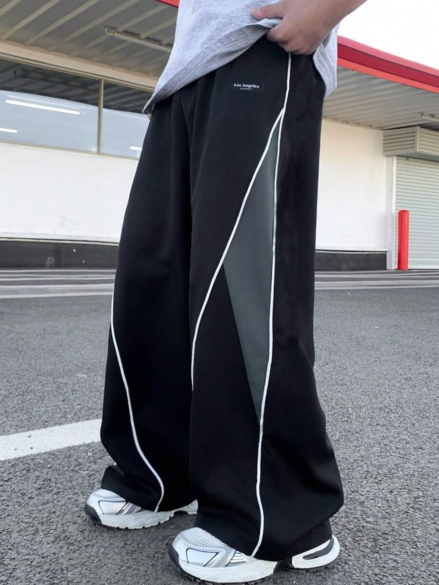 SHEIN 青少年男童休闲日常舒适拼接弹力腰宽松直筒纯色梭织裤运动裤青少年男童慢跑裤青少年防风裤青少年绿色裤子男童绿色裤子适合春夏季节日常穿着、运动、郊游、上学、聚会、节日、拍照 - 彩色 - 查看 1