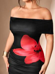 Rometta Women's Plus Size Square Neck Slim Fit Ruched Bodycon Elegant Long Dress For Party And Date - Black - View 7