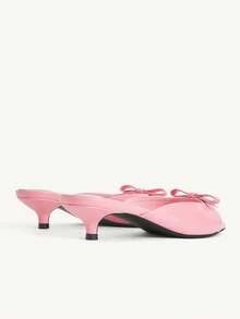 CUCCOO CHICEST Dép lê hở mũi phong cách Pháp thanh lịch, thoải mái, đa năng, gót thấp kitten heel thắt nơ, kiểu quý cô, đi trong nhà/đi làm - Màu Hồng  Dưa hấu - Xem 6