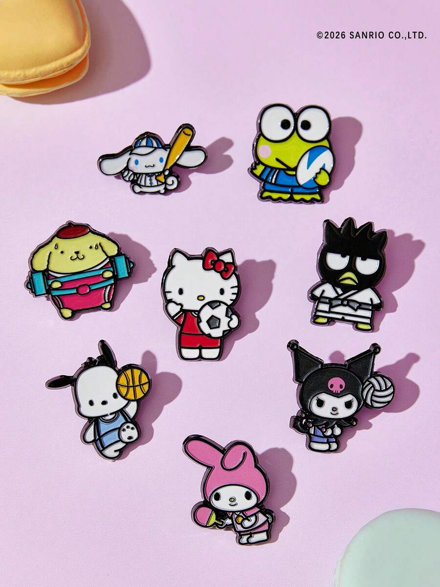 HELLO KITTY AND FRIENDS | POKOJA LAND 2件組可愛運動卡通角色金屬徽章套組，適用於衣物與配件，男女皆宜 - 2pcs - 查看 1