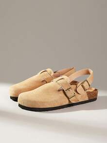 Solecia Men Shoes Spring And Summer New Suede Texture Double Buckle Back Help Design Flat Bottom Comfortable Slip-On Men's Shoes Casual Wear, Travel Vacation - Apricot - View 2