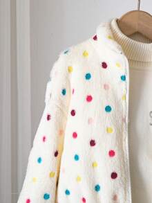 Emery Rose Kids Emery Rose Kids 女童波點圖案長袖前開拉鍊抓絨冬季外套 - 白色 - 查看 7