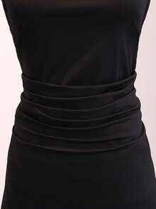 Tween Girls Elegant Back To School Black Slvless Hi Waist Fishtail Regular Fit Maxi Dress, Polyester Sixth Form,Graduation,Party - Black - View 6