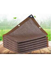 Thickened & Encrypted Outdoor Sun Shade Net With Reinforced Edges & Grommets, Coffee Color Anti-UV Privacy Screen, Heat Insulation Shade Cloth For Patio, Garden, Backyard - Khaki - View 10
