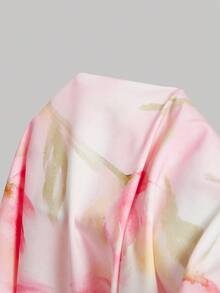 SHEIN MOD 女款花卉印花百褶優雅收腰派對旅行中長洋裝 - 粉色 - 查看 7