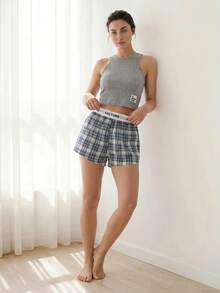 Liftille Conjunto de pijama con detalle de parche con letras - Gris - View 3
