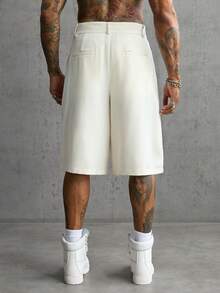 AXEPEAK Men's Solid Color Casual Streetwear Versatile Daily Wear Vacation Shorts White - Beige - View 3