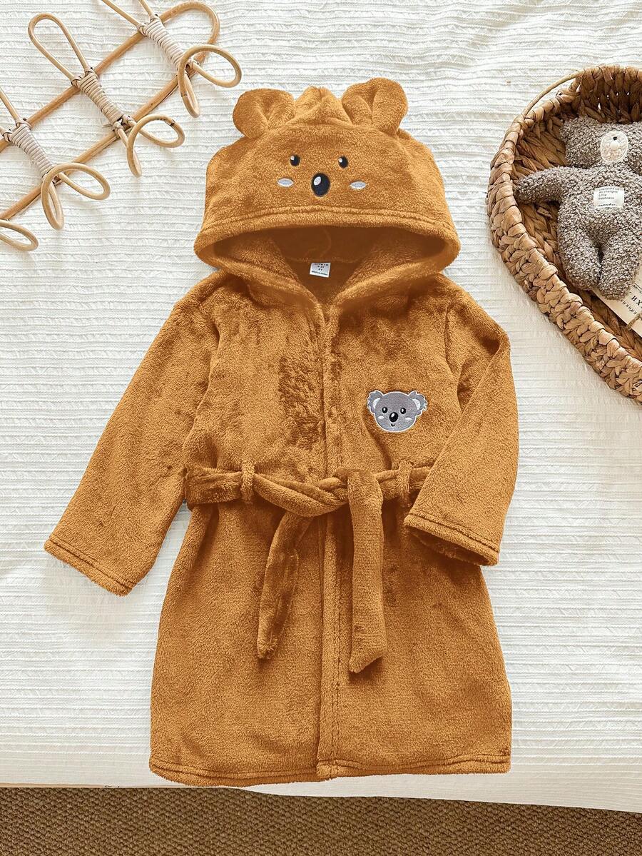 LMoss Kids Kids Young Boy Knit Solid Color Embroidered Hooded Casual Autumn Winter Cardigan Loungewear - Khaki - View 1