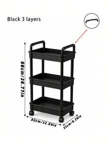 1 pieza Carrito de utilidad con ruedas de 3 niveles con asa - Estantes de almacenamiento móviles para organización de cocina & baño, Carrito de aperitivos móvil con estante de drenaje, Organizador de piso multifuncional para fiesta & lavandería - Multicolor - Ver 9