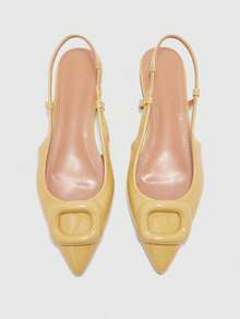 CUCCOO BIZCHIC Women's Spring And Summer Fashion And Charming Pointed Buckle Yellow PU Material Flat Shoes, Suitable For Travel, Commuting, Parties And Gatherings - Yellow - View 4