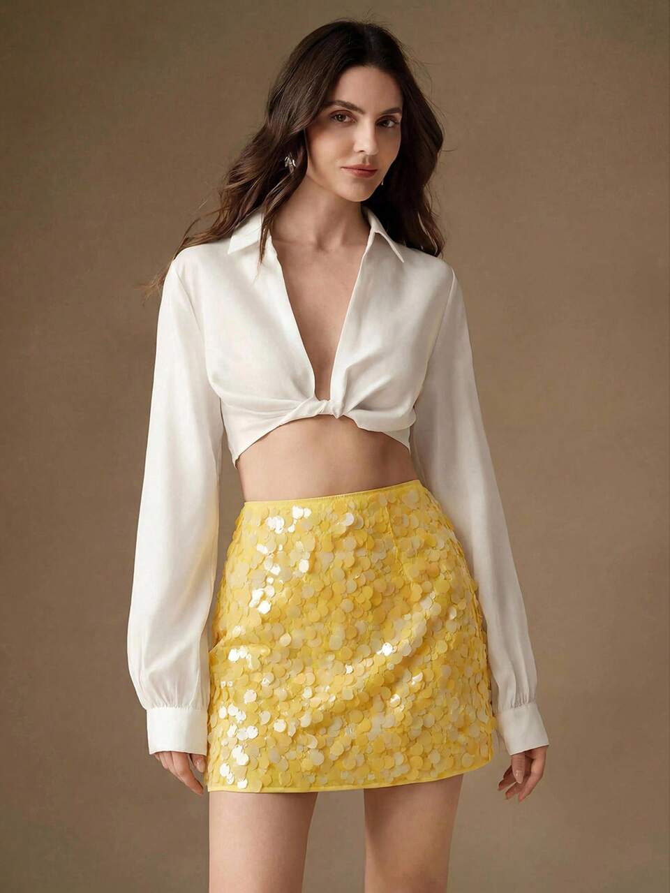 Anewsta Elegant Girlisim Versatile Sequin Skirt Golf Pastal Summer