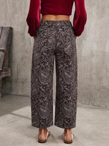 EMERY ROSE Women's Casual Paisley Print Jeans - Coffee Brown - View 4