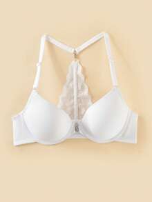 Bralution 1pc Comfortable Front Closure Gather & Lift Underwire Bra, Lift Small Bust, Reduce Side Bulge, Adjustable Cup Shape - White - View 3