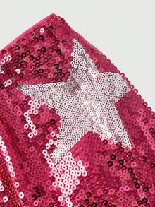 ROMWE Avant Women's Starry Sequin Decorated Ultra Low Waist Mini Shorts, Suitable For Music Festivals, Banquets, Concerts, Parties, Daily Wear And More Occasions - Hot Pink - View 3
