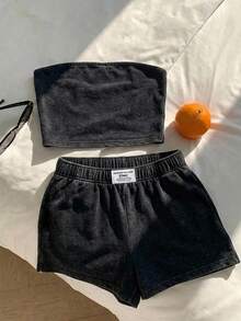 Comfortcana 女款休閒修身上衣與短褲兩件套，夏季套裝，復古風，外出套裝，度假服飾，街頭風，適合日常通勤、約會、聚會，秋冬春夏通用，聖誕節、新年、感恩節、派對、婚禮、海灘、畢業典禮，時尚優雅 - 黑色 - 查看 7