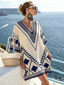 SHEIN Holidaya 度假風戶外旅行日常百搭通勤商務職場優雅休閒女裝洋裝 - 彩色 - 查看 3
