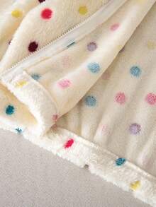 Emery Rose Kids Emery Rose Kids 女童波點圖案長袖前開拉鍊抓絨冬季外套 - 白色 - 查看 6