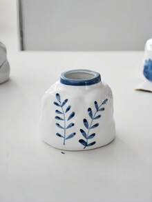 Cirelle 1 pieza/2 piezas Maceta pequeña asimétrica para plantas hidropónicas, cerámica esmaltada lisa con patrones de flores azules vintage pintados a mano, estructura impermeable para el cultivo de raíces de plantas, pequeño contenedor decorativo para escritorio de estudio, estantería de dormitorio y exhibición en mostrador. - Multicolor - Ver 18