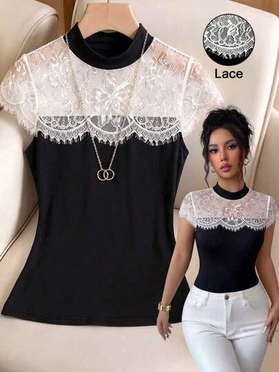 Elenzga Top de verano elegante y de moda de punto para mujer