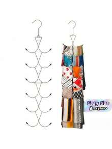 1Pack Scarf Hanger With 12 Storage Shelves, Purse Hanger With 360-Degree Rotating Hook, Scarf Organizer For Closet Scarves, Shawls, Belts, Purses And Baseball Caps - Silver - View 1