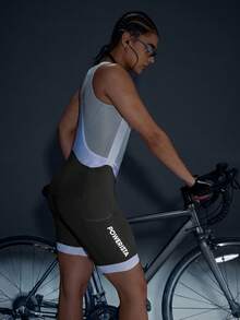 Powerista Women's Letter Print Colorblock Casual Versatile Daily Commute Cycling Romper - Black - View 6